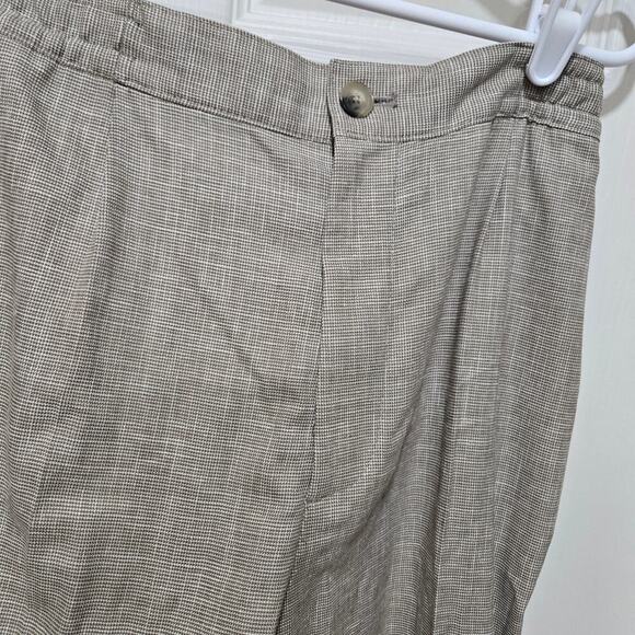 Zara pants womens size medium tan linen blend elastic waist trouser - Picture 9 of 11